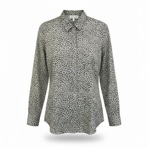 Chicos Womens 3/US XL No Iron Cool Max Button Up Neutral Animal Print EUC